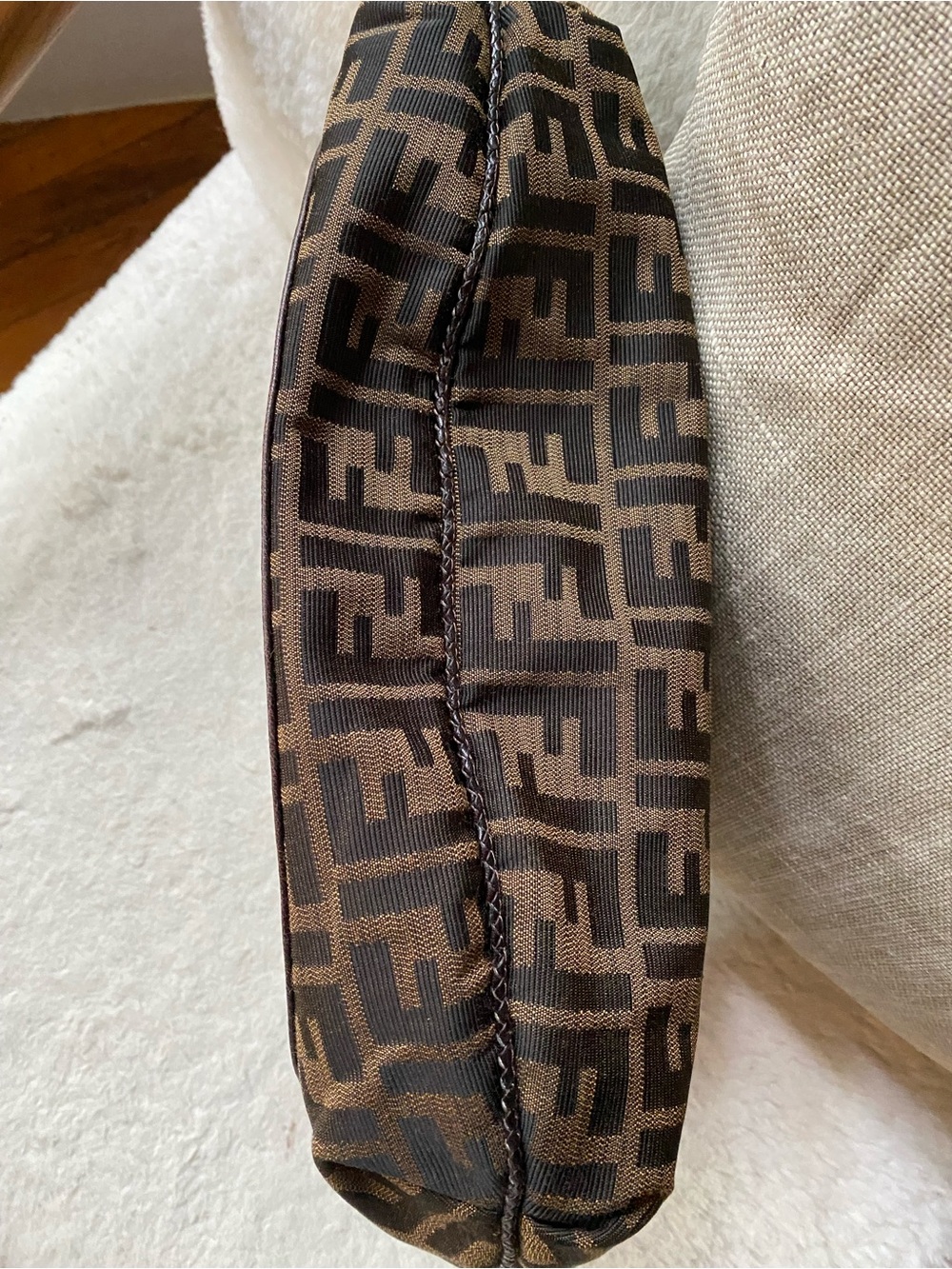 Fendi Vintage Zucca FF Spy hobo bag with Nappa leather, Woven handle + Dust bag - Picture 7 of 12